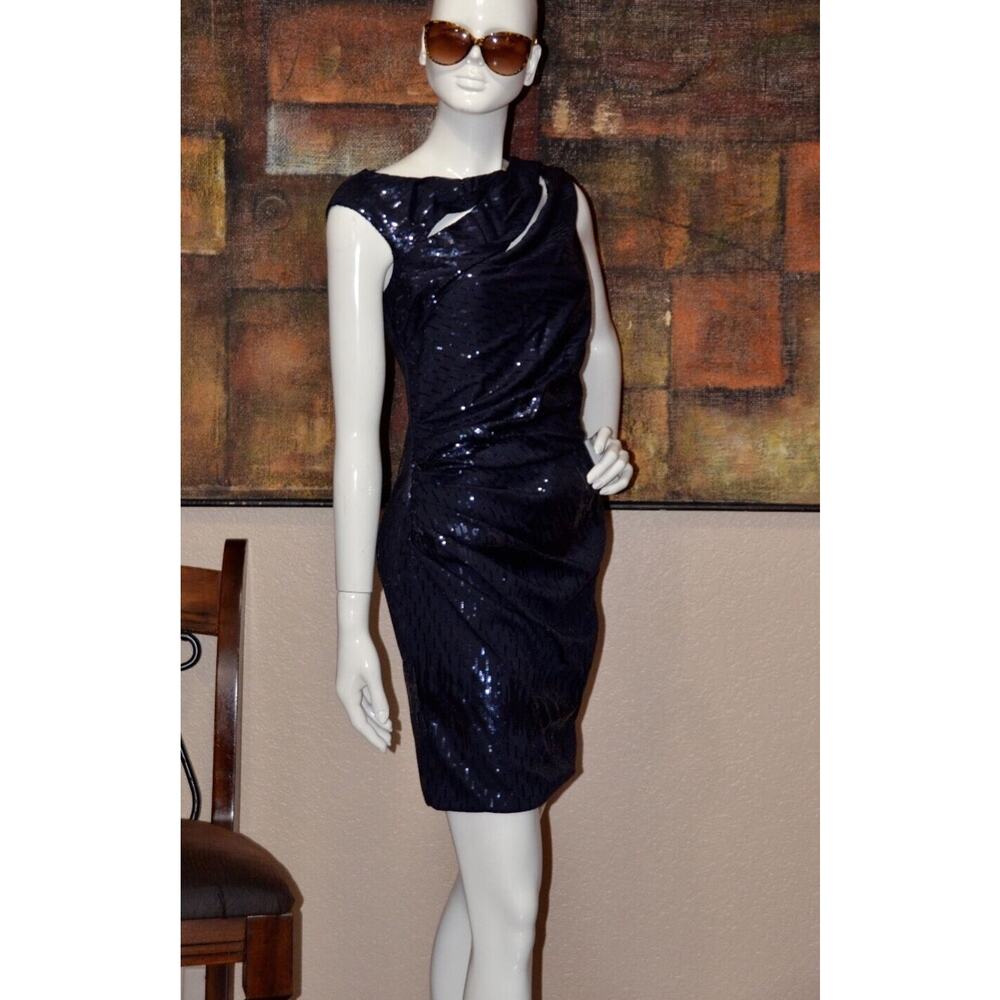KEVAN HALL SEQUIN BODYCON SPLICED COCKTAIL EVENING DRESS SIZE 6 NEW!